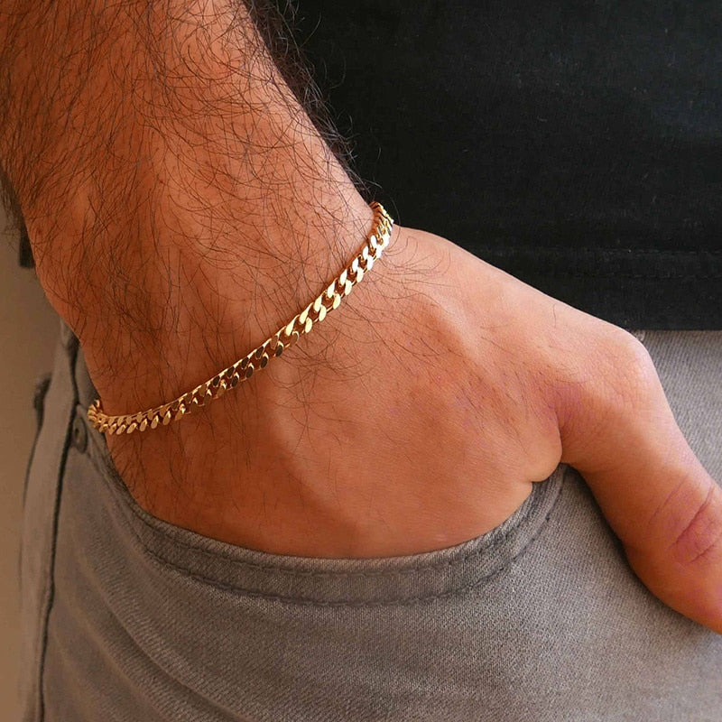 Vnox Heren Miami Curb Chain Armband - 3mm Gold - Armband - Pantino