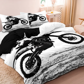 Luxe Layers - Motorfiets Gedrukte Dekbedovertrek Beddengoed Set - - Home & Garden - Pantino