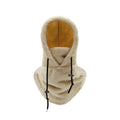 Maschera da Sci Sherpa Donna Beige - Cappuccio Caldo per Sport Invernali - Pile