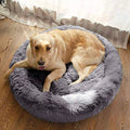 Cama para perros tipo dona gris oscuro - Acogedora, cómoda y suave - Peluche