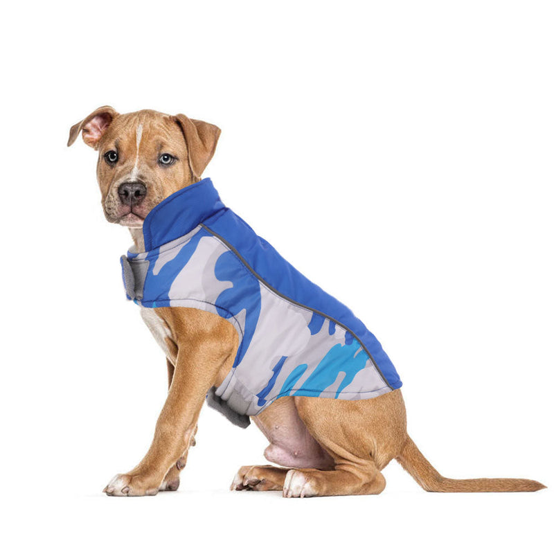 Stijlvolle camouflage hondenjas met reflecterende stiksels Hondenjas Pantino Blauw XS 
