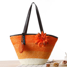 Veala | Strand stro Schoudertas - Oranje - Beach bags - Pantino