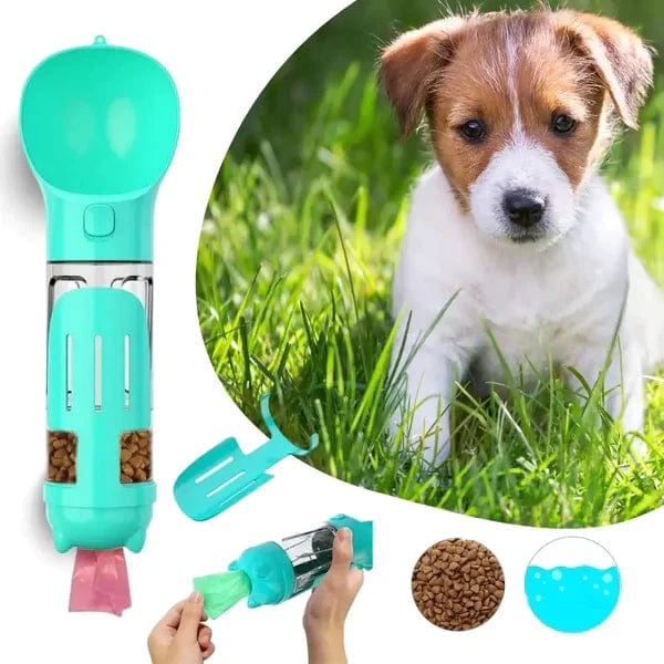 3 in 1 Honden Drinkfles™ | Alles wat je hond nodig heeft in één fles Pet Food Pantino Blauw 300ml + Food Box 