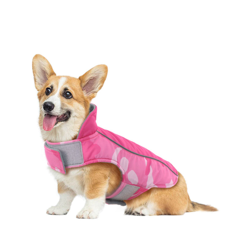 Stijlvolle camouflage hondenjas met reflecterende stiksels Hondenjas Pantino Roze XS 