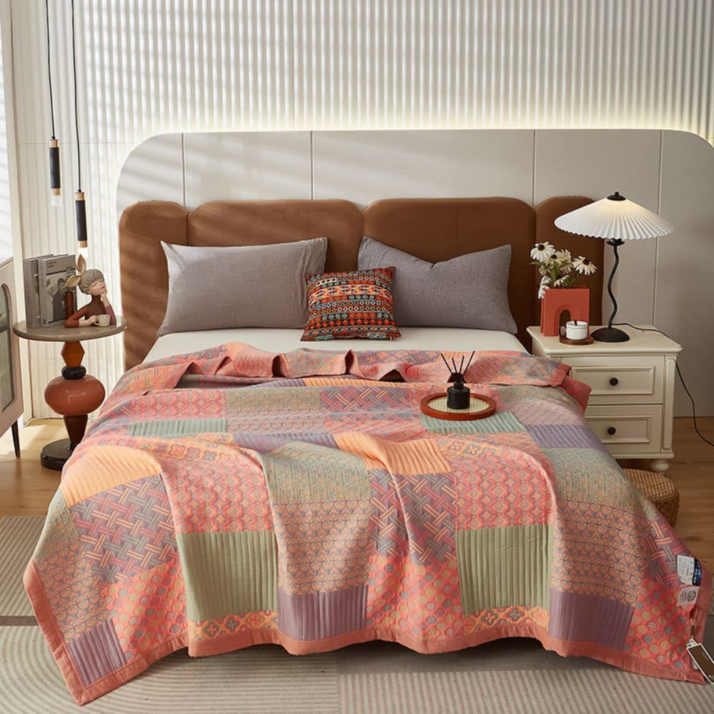 Pandora™ | Omkeerbaar, kleurrijk vierkant katoenen dekbed - - Scandinavian Blankets - Pantino