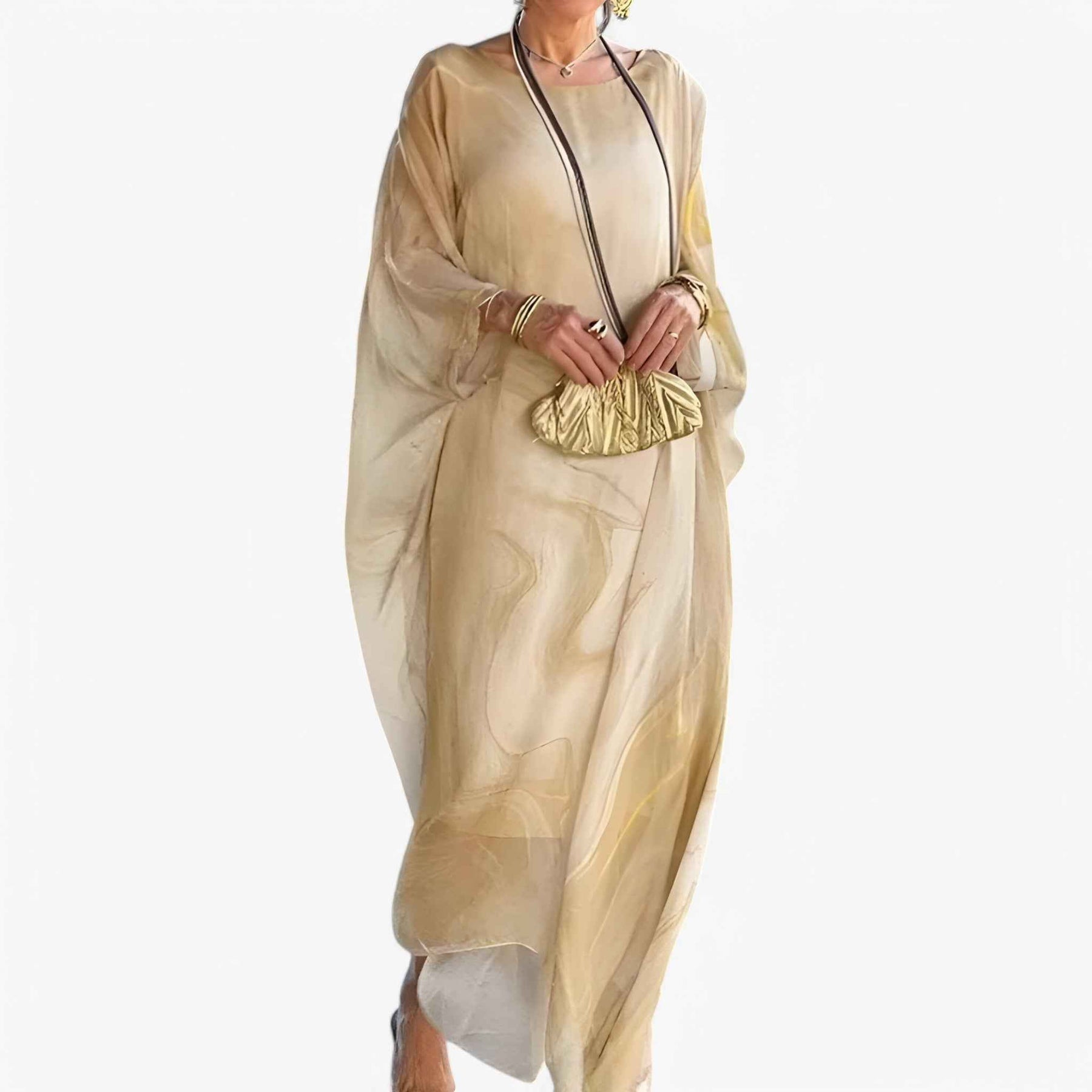 Maxi Jurk Dames Marmer Effect Elegant - Lange Zomerjurk Uniek