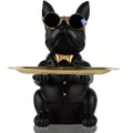 Multifunktionel Bulldog Opbevaringsstatue - Marineblå Sittende