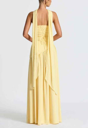 Robe longue fluide fendue femme - Élégante, confortable, sans bretelles avec ruban
