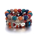 Pulsera de cristal bohemia blanca de 4 piezas - Set elegante de colgantes - Cristal