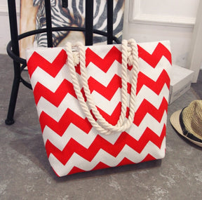 Veala | Canvas boodschappentas - zomerse stijl - Rood - Beach bag - Pantino