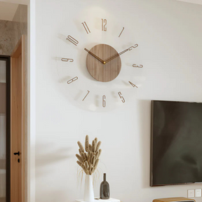 Zegar ścienny o średnicy 30 cm w nowoczesnym designie, z akrylu i drewna