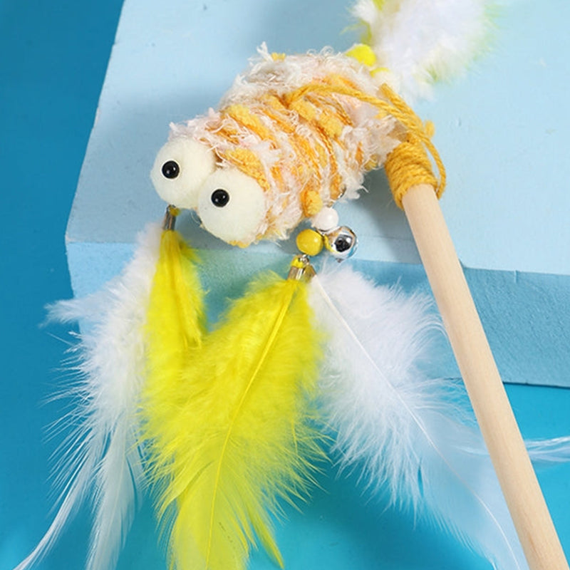Met de hand gemaakt speelgoed voor katten met goudvissen design Kattenspeelgoed Pantino Geel  