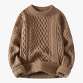 Męski casualowy sweter dziany na jesień - khaki