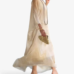 Maxi Jurk Dames Marmer Effect Elegant - Lange Zomerjurk Uniek