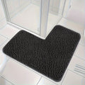 Tappetino Angolare Lussuoso a Forma di L con Design in Pile - Assorbente, Antiscivolo e Lavabile - Grigio