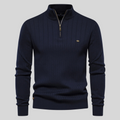 Suéter para hombre azul - Suéter de algodón acanalado
