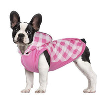 pets : Gezellige Fleece-Gevoerde Geruite Honden Hoodie in Pink van Pantino