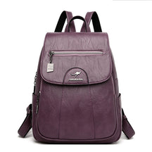 bags : Leren Dames Rugtas Zwart - Stijlvol & Ruim voor Dagelijks Gebruik in Purple van Pantino