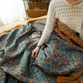 Katoenen Quilt Oranje Blauw - Zeslaags Warm Beddengoed - Katoen