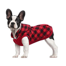 pets : Gezellige Fleece-Gevoerde Geruite Honden Hoodie in Red van Pantino