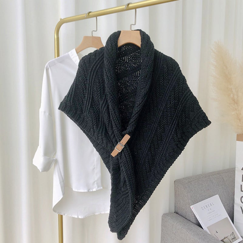 Fine Knitted Scarf™ | Driehoekige modesjaal voor vrouwen - Zwart - Accessoires - Pantino