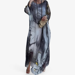 Maxi Jurk Dames Marmer Effect Elegant - Lange Zomerjurk Uniek