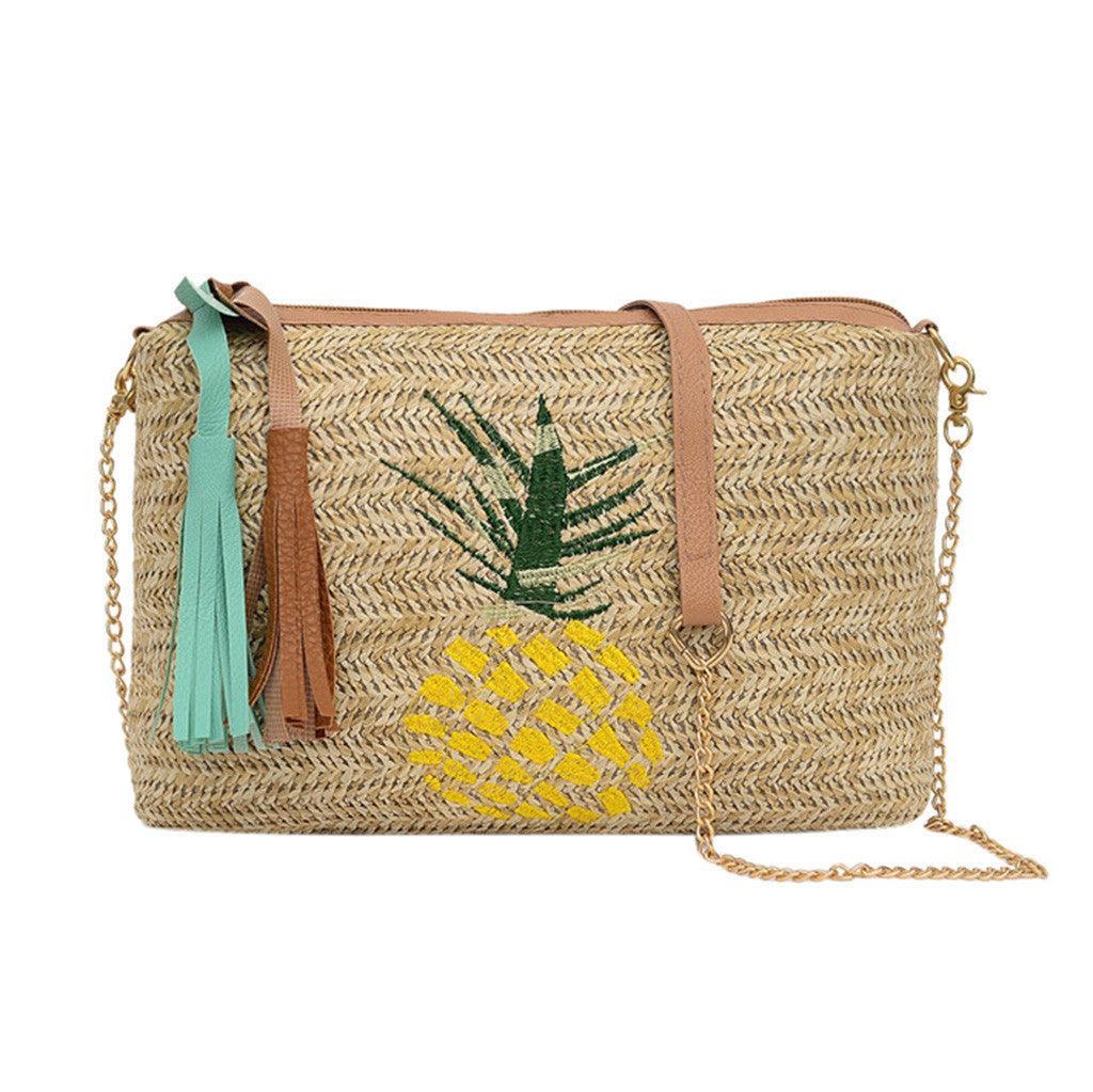 Veala | Strandtas met kwastjes voor dames - Ananas - Beach bag - Pantino