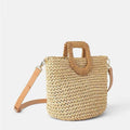 Borsa da Spiaggia con Manico in Legno - Beige