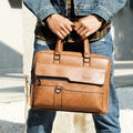 Borsa a Spalla Uomo Marrone Scuro - Borsa Uomo Borsa a Mano Retrò Elegante