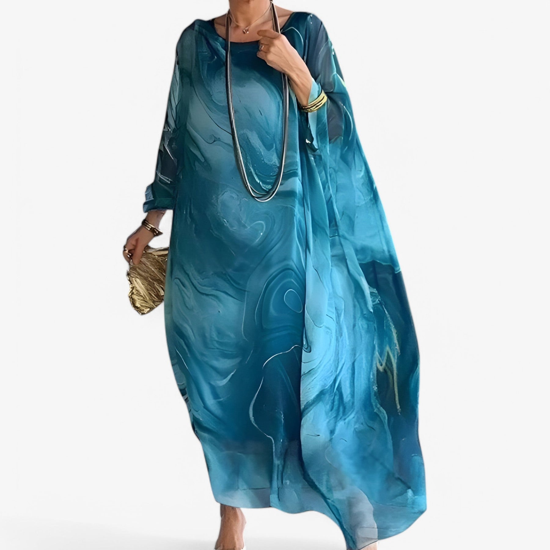 Maxi Jurk Dames Marmer Effect Elegant - Lange Zomerjurk Uniek