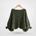 Sweter damski czarny - szykowny dziany z motylkowymi rękawami - idealny na bezwysiłkowy styl