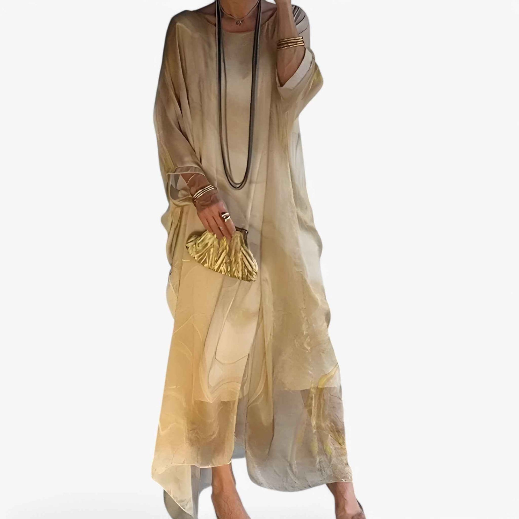 Maxi Jurk Dames Marmer Effect Elegant - Lange Zomerjurk Uniek