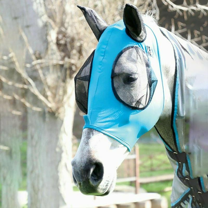 HorseSafe™ | Paardenmasker Anti-vlieggaas - Blauw - - Pantino