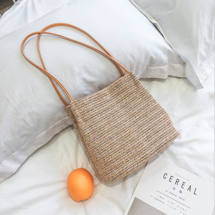 Veala | Geweven draagtas van stro - Coastal Carry - Donker beige - Beach bag - Pantino