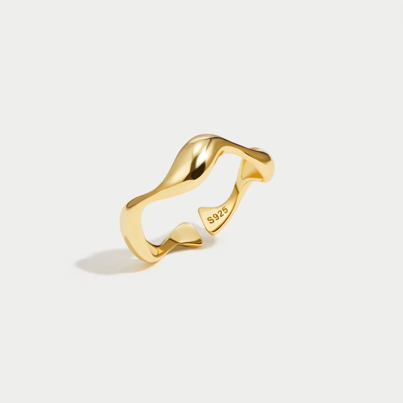 925 Sterling Gold Wave Ring Ring Pantino   