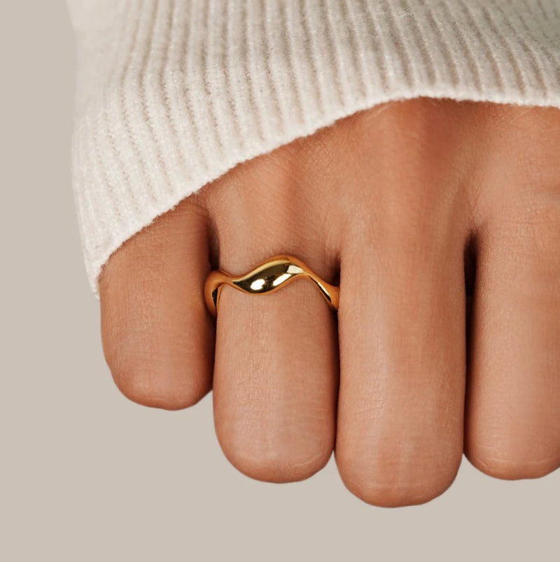 925 Sterling Gold Wave Ring Ring Pantino   