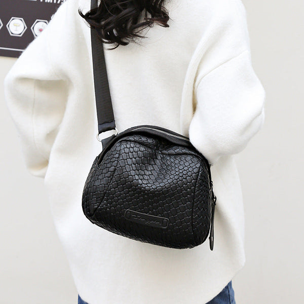 Mila | Handgemaakte handgeweven tas met grote inhoud Shoulder bags Pantino Zwart Één maat voor iedereen 