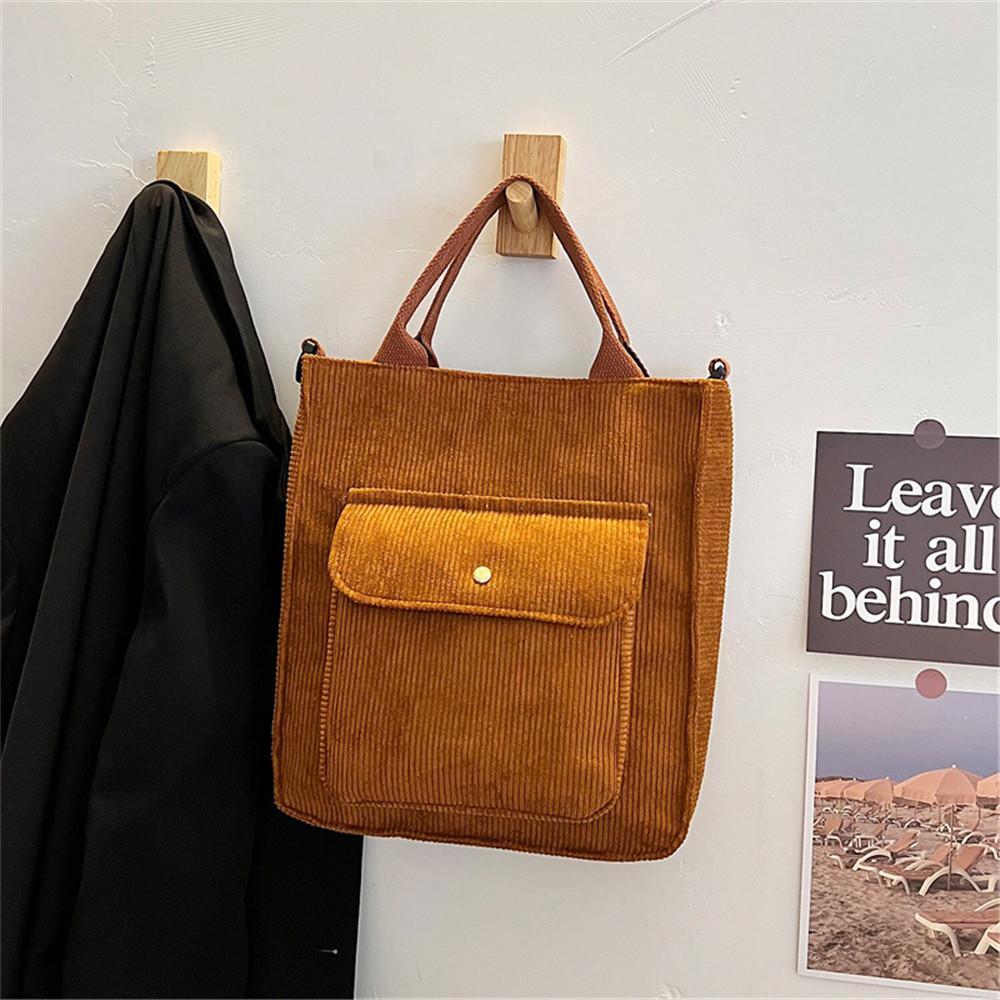 Amber Corduroy Bag | Casual trendy tas waarin alle benodigdheden passen - Bruin - - Pantino