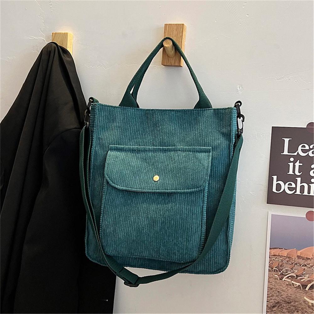 Amber Corduroy Bag | Casual trendy tas waarin alle benodigdheden passen - Groen - - Pantino