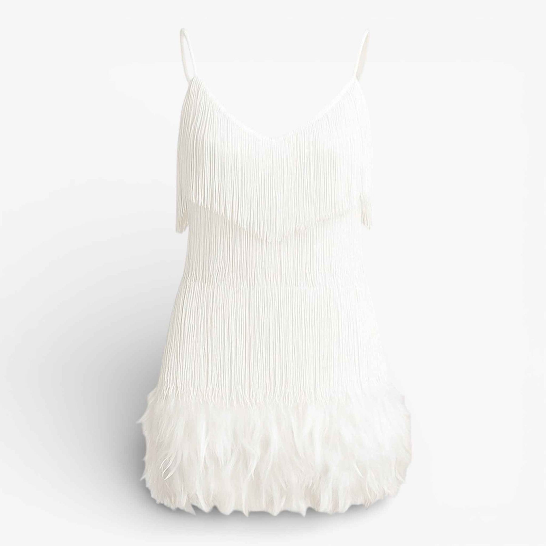 Jurken : Elegante Cocktailjurk voor Dames - Verfijnd, Trendy en Perfect voor de Avond - Wit in wit van Pantino