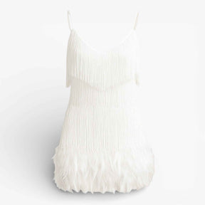 Jurken : Elegante Cocktailjurk voor Dames - Verfijnd, Trendy en Perfect voor de Avond - Wit in wit van Pantino