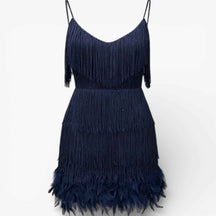 Jurken : Elegante Cocktailjurk voor Dames - Verfijnd, Trendy en Perfect voor de Avond - Wit in marineblauw van Pantino