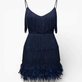 Jurken : Elegante Cocktailjurk voor Dames - Verfijnd, Trendy en Perfect voor de Avond - Wit in marineblauw van Pantino