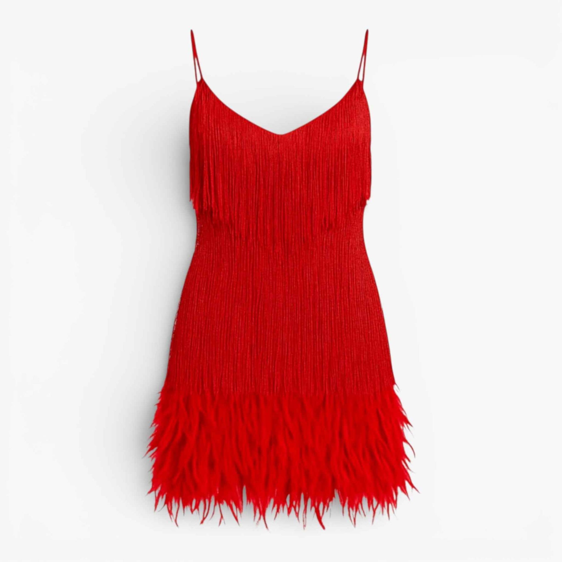 Jurken : Elegante Cocktailjurk voor Dames - Verfijnd, Trendy en Perfect voor de Avond - Wit in rood van Pantino