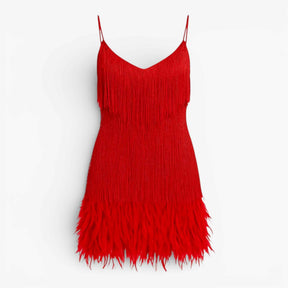 Jurken : Elegante Cocktailjurk voor Dames - Verfijnd, Trendy en Perfect voor de Avond - Wit in rood van Pantino