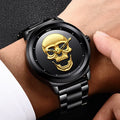 Reloj de hombre negro y dorado - Encaje de calavera