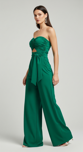 Jumpsuit : Bella | Strapless wijde zomerjumpsuit in van Pantino