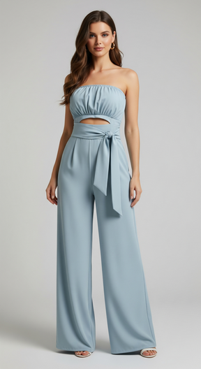 Jumpsuit : Bella | Strapless wijde zomerjumpsuit in van Pantino
