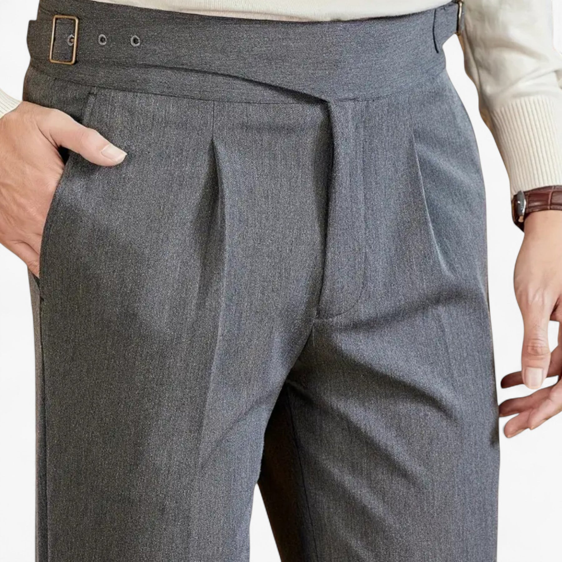 Pants : Bert | Broek – Zakelijke Stijl in Donkergrijs van Pantino