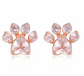 Orecchini in Oro Rosa - Zampa di Quarzo Rosa per Gatti - Set da 1 Paio